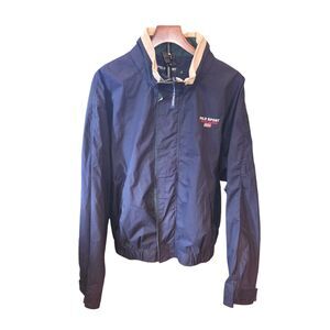 Polo Sport Ralph Lauren Vintage Navy Blue & Tan Men's Size XL Bomber Jacket Coat